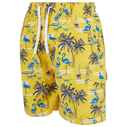 Men's Swim Trunks,Swimming Shorts with Mesh Lining, Beach Shorts Bathing Suit with Cargo Pocket Fun Vacation Prints2