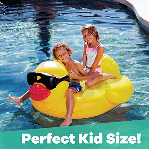 GAME Large Derby Duck, Inflatable Pool Float, Balloon Animal Pool Float, Durable Vinyl, Quick-Fill Valves, 175-Pound Capacity, 2 Handles, 48” L x 44” W x 27” T