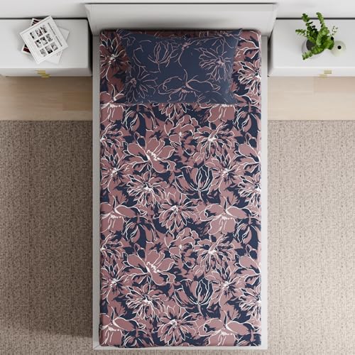 Essentials 100% Cotton Super Soft Flat Bedsheet with 1 Pillow Cover | Roxy Single Size (90x60 inches) | Roxy
