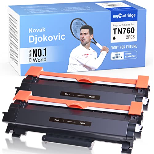 myCartridge Compatible Toner Cartridge Replacement for Brother TN760 TN-760 TN730 TN-730 for MFC-L2710DW MFC-L2750DW HL-L2370DW HL-L2395DW DCP-L2550DW HL-L2350DW Printer Toner Cartridges(2 Black)
