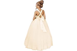 Enchanting Crossed Straps Flower Girl Dress: A Grandiose Puffy Delight for Girls