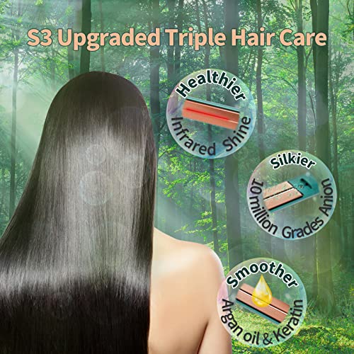 Ibroo Ceramic Hair Straightener And Curler, Triple Care By Infrared, Negative Ion, Argan Oil & Keratin, Flat Iron Curling Iron In One, No Damage Styling Tools, Safe Dual Voltage Straightening Irons #TOP1