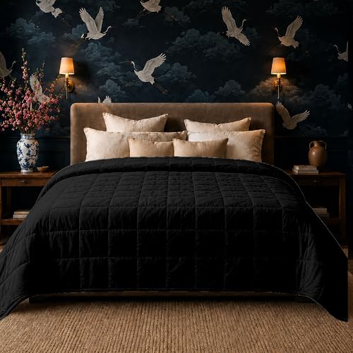 Image of HomeSmart Weighted Blanket King Size 30lbs, Heavy Weight Blanket, Soft Breathable Fabric, Black