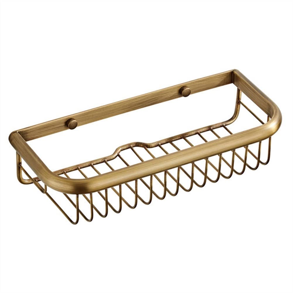 KLZUOPT Exquisite Bathroom Shelves Shower Caddy Bathroom, Single Brass Antique Shower Corner Shelf, Wall Mount Shampoo Storage Shelf, 30cm Bathroom Shelf Storage