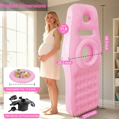 Image of Inflatable Pregnancy Pillow with Belly & Head Hole, Prone Pregnancy Pillow for Stomach Sleepers, Belly Pillow Pregnancy Mattress for Pregnant Women, Maternity airbed Pool Float for Tummy Massage