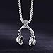 Dreuyet Headphones Necklace for Men Hip-hop Punk Headset Necklace Music Rock Lover Pendant Necklace Stainless Steel Fashion DJ Headset Music Earphone Headphone Necklace (Silver)