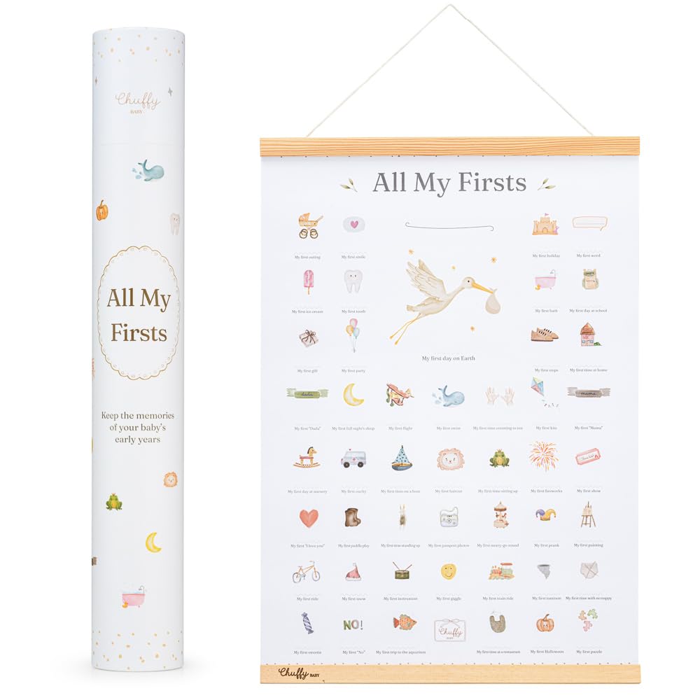 Poster "All My Firsts: My First Times" per neo genitori per tracciare le pietre miliari del bambino e personalizzabile con date, regali per neonati, più originale delle carte traguardi, include