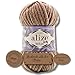 Produktbild Hobby YARN 3x Etikettenlabel mit Alize Velluto Wolle Premium 1x100g als Set | Dicke Wolle zum Häkeln (Tobacco Brown | 329)