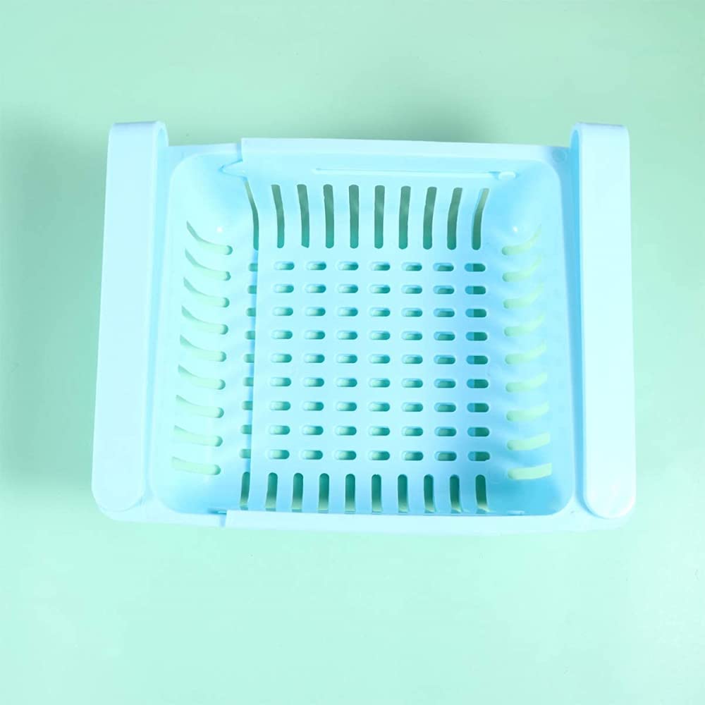 3 Estantes De Almacenamiento De Nevera Expandibles Organizador De Cajones De Nevera Caja De Almacenamiento De Nevera De Cajón Retráctil-Blue