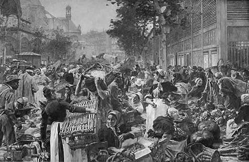 Cuadro en lienzo de Les Halles de Léon Augustin Lhermitte, pintura al óleo clásica de 60x90cm