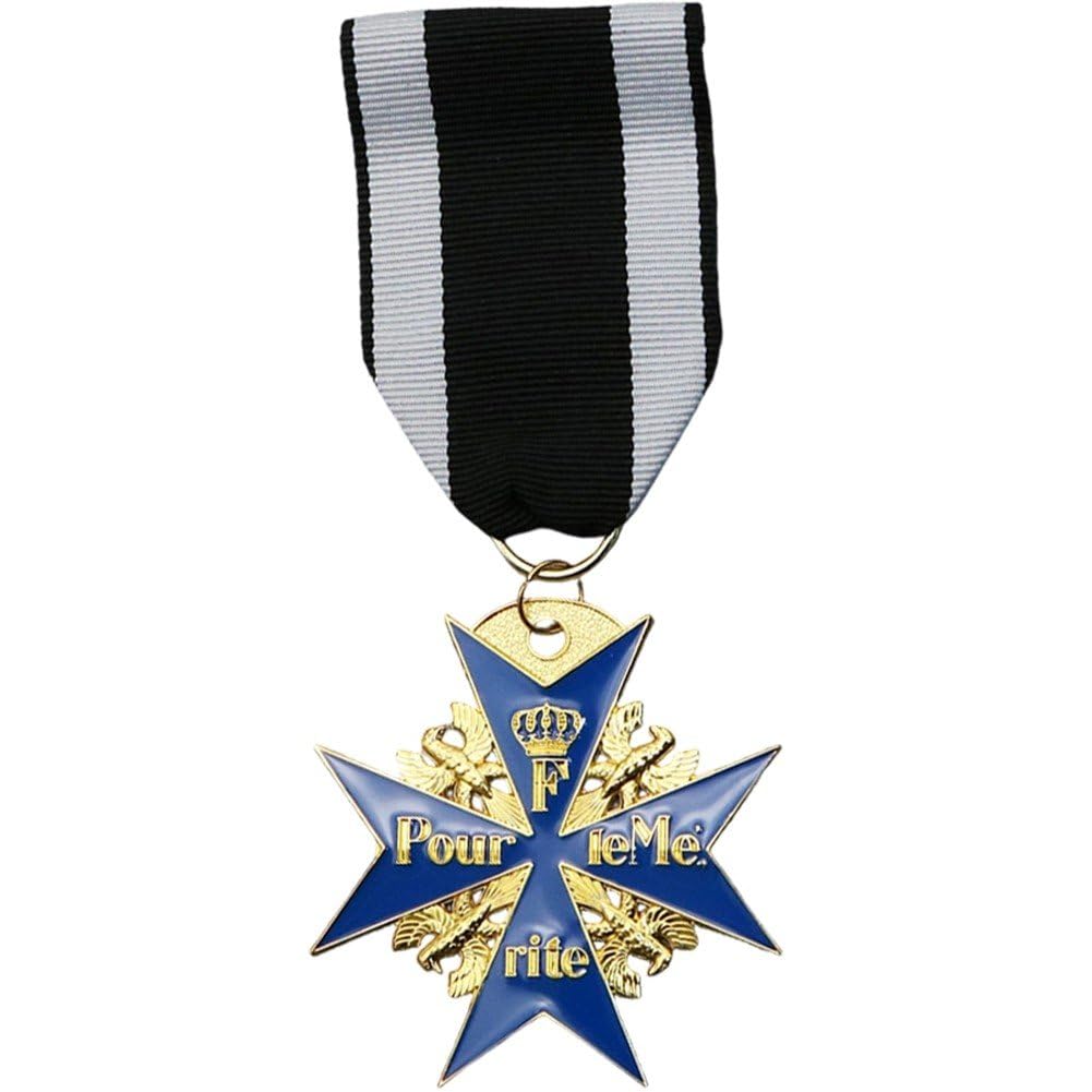 Luxylei Prussia German Pour Le Merite Merit Medal Military Honor Badge Pins Blue and Black Reproduction Memorial Medal Souvenir