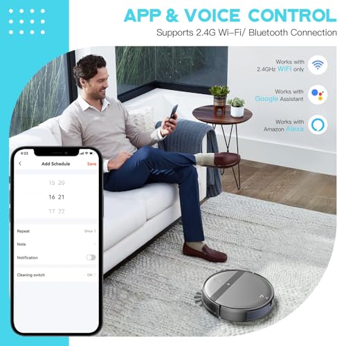 Smart robot vacuum cleaner navigating home floor