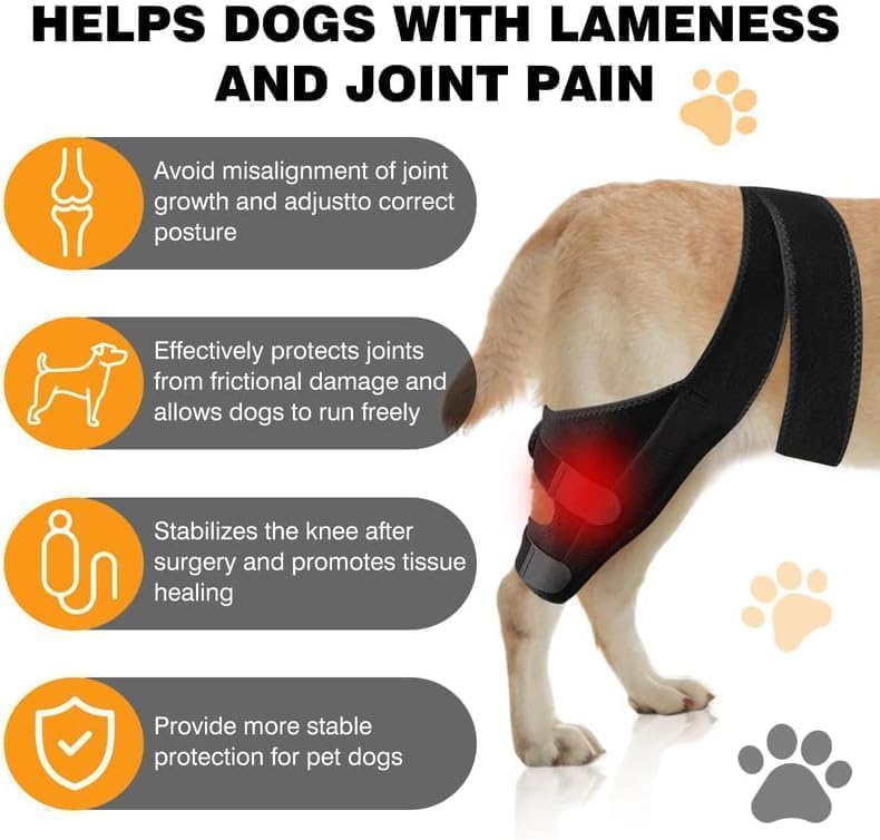 Image of JUANWAN Dog Knee Brace Leg Braces - Dog Canine Knee Stifle Brace Wrap Dog Knee Brace for Torn ACL Hind Leg Joint Pain Muscle Sore Pet Brace Reduces Pain and Inflammation (S), black