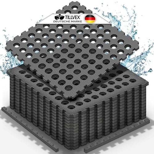 tillvex® Pool Bodenschutzmatte 4 Stück mit Löchern 51x51cm...