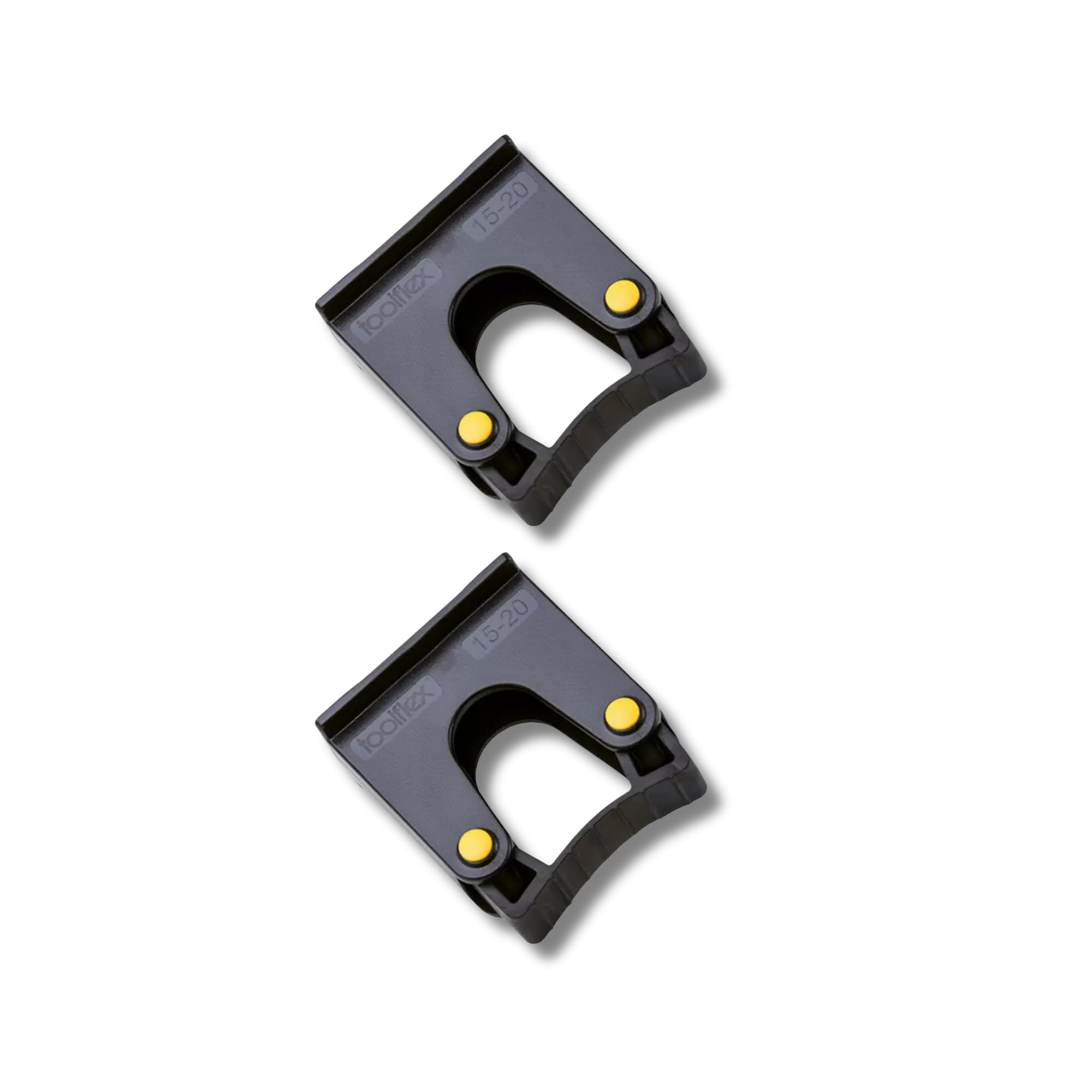 Toolflex Tool Holder 15-20 mm Set of 2 – Wall Mounted Tool Organiser – Multi-Purpose Handle Grip for Garage, Shed & Cleaning Tools – Secure Rubber Clamp System
