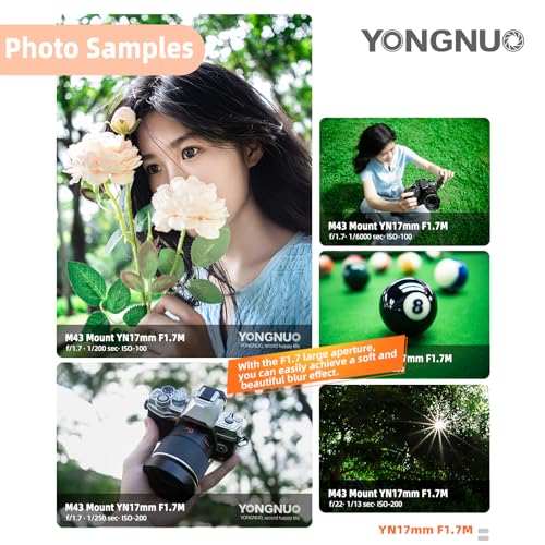 Yongnuo 17MM F1.7 M Lens For M43 Mount, 17Mm F1.7 Standard Prime Auto Focus, Mft Micro Four Thirds For Mirrorless Cameras thumb #5