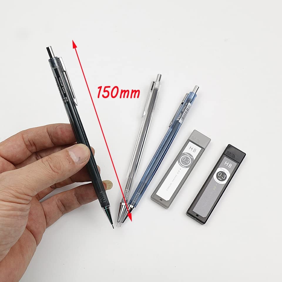 Ołówki 3 szt. Ołówek mechaniczny 0,3 mm Wyślij 2 pudełka wkładów do ołówków z metalową stalówką Ołówki automatyczne (3 ołówki) (3 ołówki)