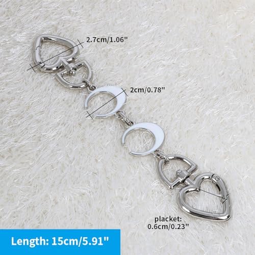 Bag Extension Chain Bag Handles for Bag Making Belt Bag Extender Purse Chain Belt Bag Extended Strap Moon(White)-Silver Chain image 4