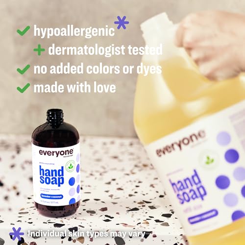 Image of Everyone Liquid Hand Soap Refill, 1 Gallon, Lavender and Coconut, made with Essential Oils for kitchen and bathroom