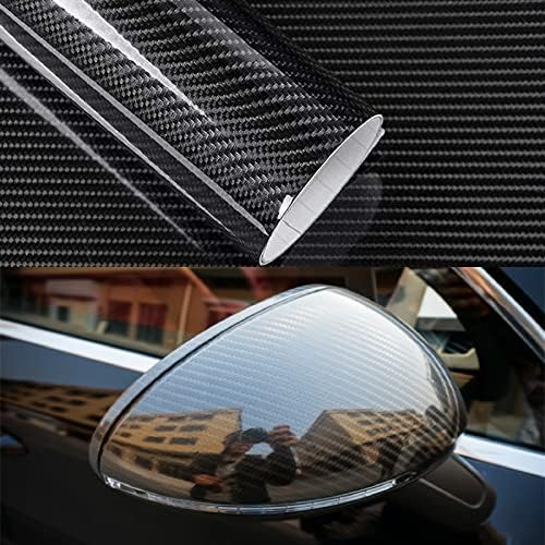 Black Carbon Fiber Vinyl Wrap 10ft x 1ft Self Adhesive Film, Black Vinyl Wrap Bubble Free with Air Release Technology, Perfect for Cars DIY Exterior Interior Protection(12'' x 120''/30 x 300cm)
