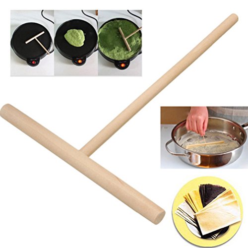 BESTONZON Crepe Pancake Batter Spreader Madeira Crepe Pans Distribuidor de massa Madeira Cozinha Ute