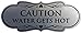 Signs ByLITA Designer Caution Water Gets Very Hot Sign - Easy Installation | Durable Wall or Door Sign (Brushed Silver) - Small
