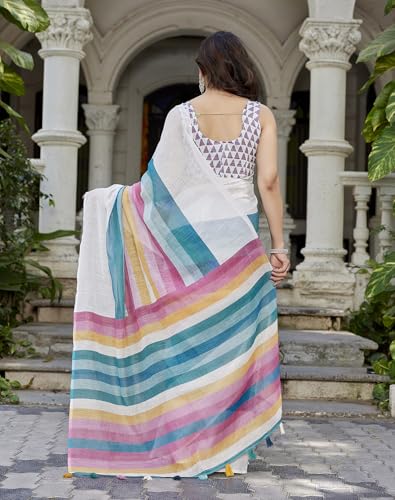 Image of Yashika Women's Chanderi Floral Digital Print Chandheri Saree with Unstitched Blouse Material