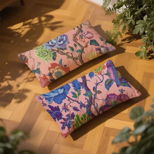 Housse coussin moderne velours résistant rose 40x80 cm