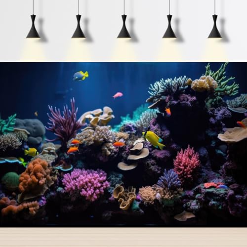 Image of Aquarium Background Marine Life Colorful Corals Terrarium Background Colorful Corals Tropical Theme Style Fish Tank Background Under The Sea Aquarium Backdrop Coral Reef Terrarium Backdrop 30x18in