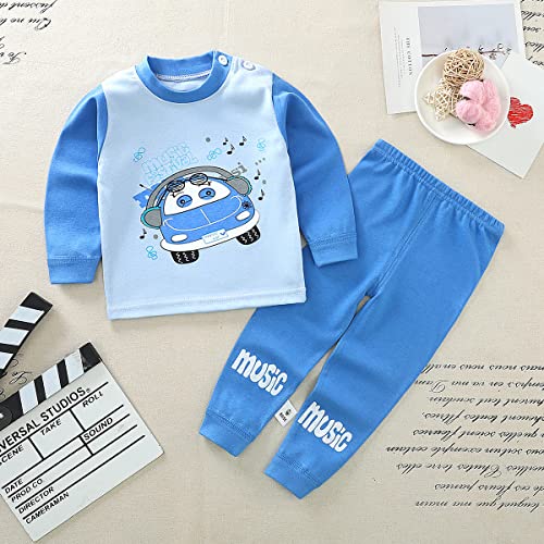 Image of Bold N Elegant Cute Car JCB Cartoon Printed Tshirt Pyjama Set for Little Boy Girl Baby Clothing Set Tee Pant Newborn Gift Set