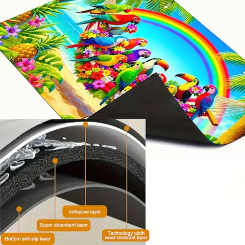Image of HOMETITUTE Summer Stove Top Cover 28x20 Rainbow Parrot Beach Heat Resistant