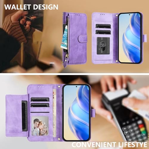 Housse Samsung S21 Plus verte avec portefeuille zippé pour vos sorties quotidiennes - 3