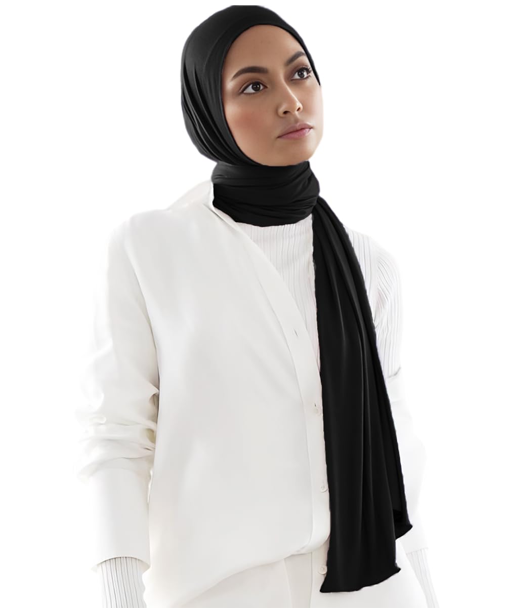 HarewomMuslim Hijabs for Women Scarf Large Headscarf Stretch Tie Headband Soft Turban Head Wraps Plain Shawls