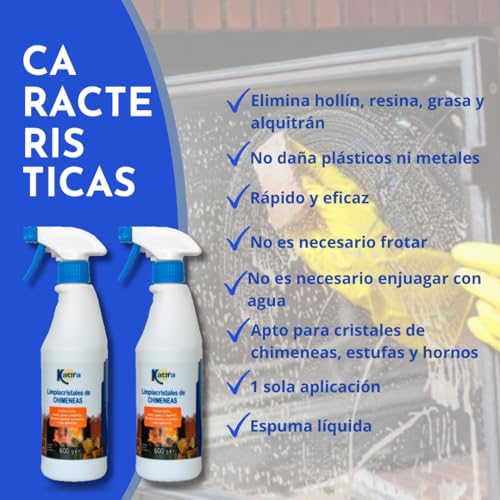 Miniatura 4 de Katifa Pack 2x600gr. Espuma Limpiacristales De Chimeneas Y Estufas, Pulverizador. Limpia Con 1 Sola Aplicación. Desengrasa Parrillas, Barbacoas, Elimina Hollin, Grasa,Etc.