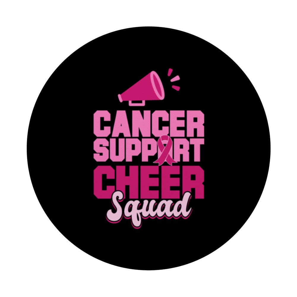 Cancer Support Cheer Squad Breast Cancer Awareness PopSockets Swappable PopGrip, Black - Image 3