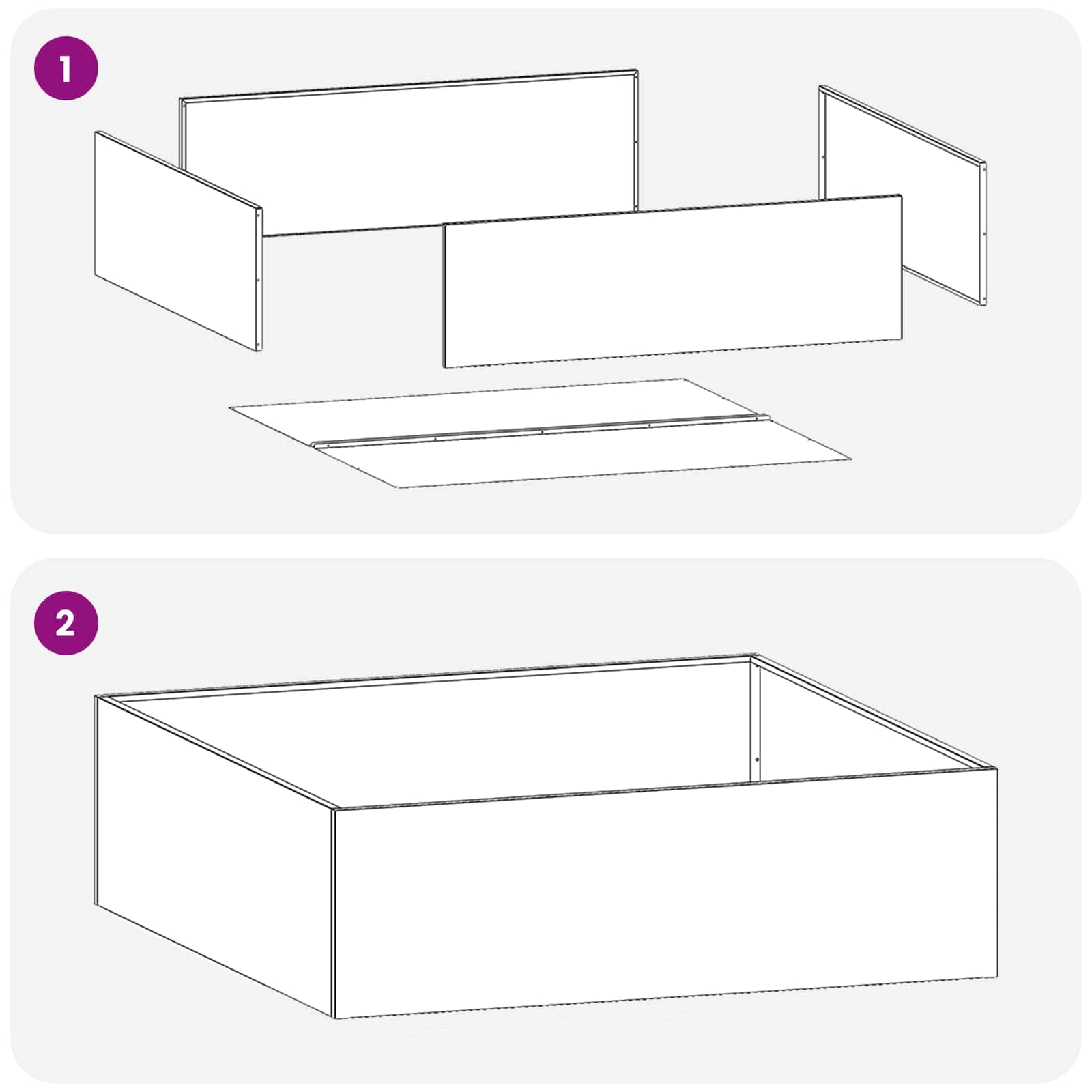 Macetero de acero galvanizado, 80 x 80 x 30 cm, color plateado | Jardinera rectangular resistente a la intemperie, fácil de montar, para jardín, balcón, terraza
