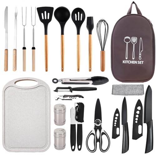 Pansyling Silicone Camping Cooking Set with Storage Bag, RV Camping
