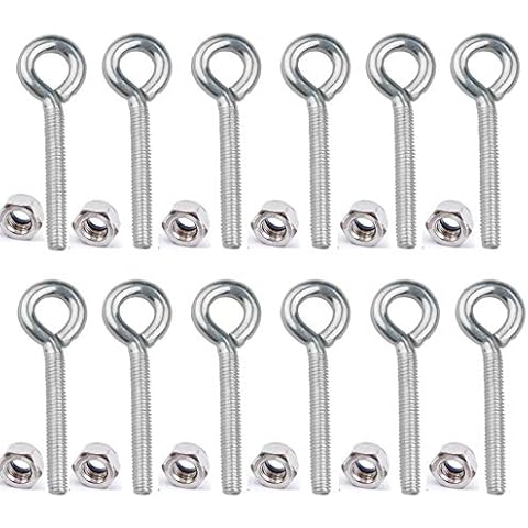 12X Eye Screw Hooks Eye Bolts Screw Rings Welded Closed Screw Rod Corrosion Resistant with Hex Nut 304 Stainless Steel M5 Cover
