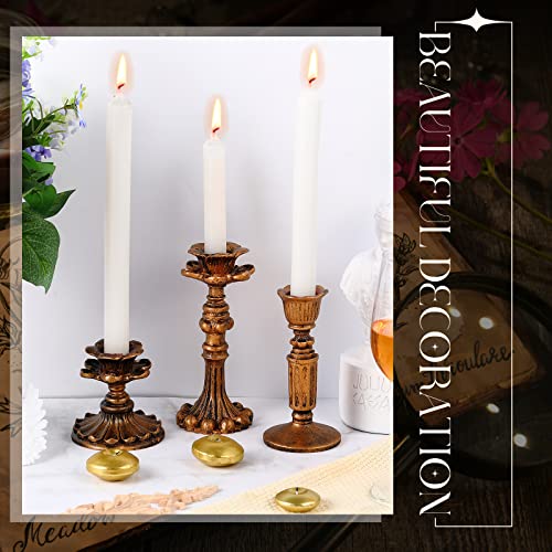 6 Pcs Vintage Candlestick Holders Taper Resin Candle Holder Retro Bronze Antique Candle Holder Floral Decorative Candle Sticks For Wedding Anniversary Table Fireplace Home Decoration #TOP3