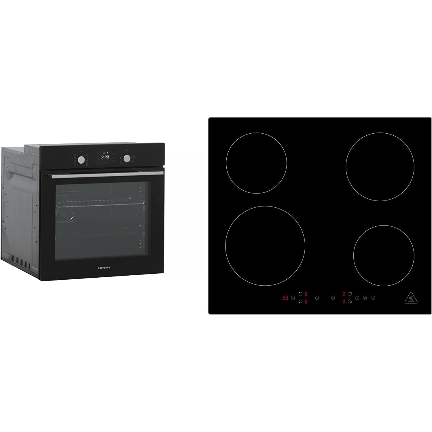 Respekta Einbaubackofen AB700 Autarker Glas mit LED-Timer + Induktionskochfeld
