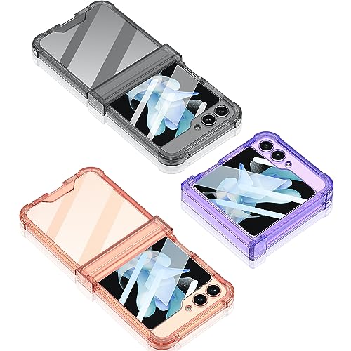 Image of BOUNCEBACK Transparent Shockproof Hinge Cover Case for Samsung Galaxy Z Flip5 / Galaxy Flip 5 Case Cover - (Clear Purple | Rubber)