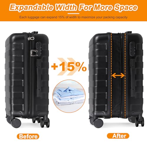 ZenStyle Hardside Expandable Luggage with Spinner Wheels, 21 Inch Carry On Luggage Airline Approved, Lightweight Travel Suitcase with Height Adjustable Handle (Black)3