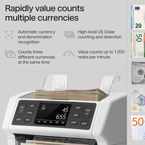 Safescan 2885-S Money Counter Machine with Counterfeit Detection, Multi-Currency, Mixed Denomination, Bank Quality, High-Speed Counts and Sorts 1,200 Bills per Minute, 7 Point Counterfeit Check by Safescan - Image 2