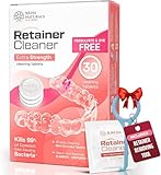 Weiss Naturals Retainer Cleaning Tablets, Invisalign Cleaner, Remove Stains, Odors & Plaque, FSA & HSA Eligible, Night Guard Cleaner PERSULFATE & DYE-FREE 1-Month Supply, Denture Cleaners, 30 Tablets