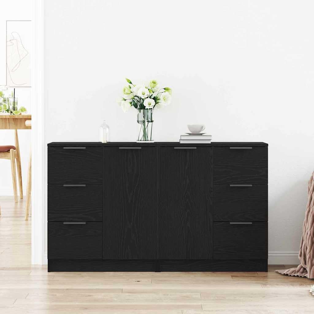 Kredens o wyglądzie czarnego dębu, 180 x 30 x 70 cm, materiał drewnopochodny, szafka bufetowa z miejscem do przechowywania, nowoczesny design do salonu, jadalni