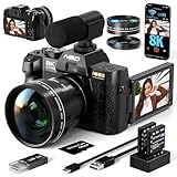 True 8K Digital Cameras for Photography 64MP - WiFi, Wide-Angle & Macro Lens, 16X...