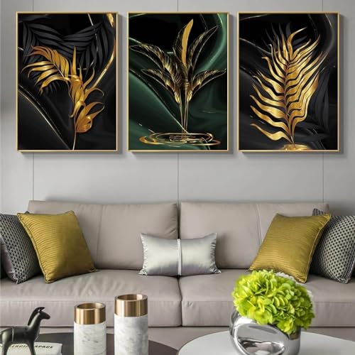 Lienzo de planta de flor dorada verde: decora tu pared vacía sin gastar de más 5