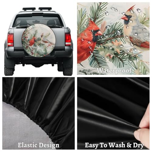 Image of Spare Tire Cover for RV Trailer, Winter Cardinal Tire Covers Universal Fit for Travel Trailer Camper Jeep RV SUV Truck Waterproof Wheel Cover (14 inch for Diameter 25 inch - 27 inch),A-53