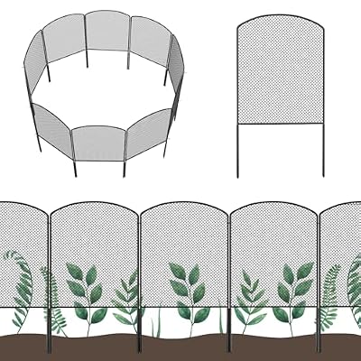 OUSHENG Mesh Decorative Garden Fence Fencing, 24in (H) x 27ft (L) Dog Barrier Outdoor for Yard, Rustproof Metal Wire Panels Border Blockers for Small Animal Rabbit, Black Arched