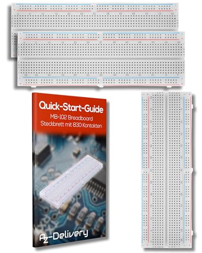 AZDelivery 3 x MB-102 Breadboard Steckbrett mit 830 Kontakten kompatibel mit Arduino